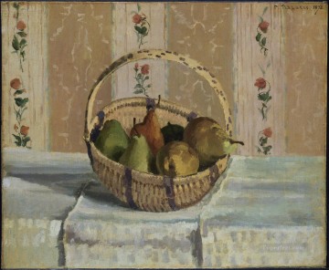  Cesta Arte - Manzanas y peras en una cesta redonda 1872 Camille Pissarro